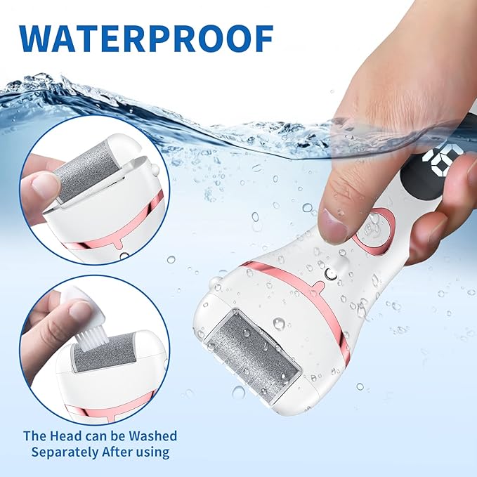 Electric Foot Callus Remover, Rechargeable Portable Electronic Foot File Pedicure Kits, Waterproof Foot Scrubber File, Professional Pedicure Tools, Foot Care for Dead Skin Ideal Gift, 3 Rollers