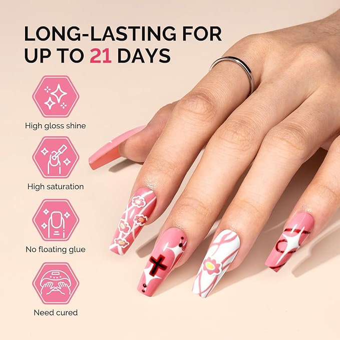 MelodySusie Fleurwee Plant Based Gel Nail Polish, Hema Free Dark Pink Nail Polish, Soak Off UV LED Gel Polish Gift for Women 21 Non Toxic Long Lasting Nail Art Manicure Salon DIY at Home P45