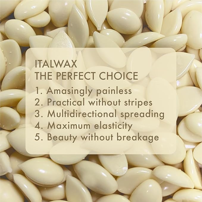 Italwax White Chocolate - 1kg / 2.2lb - Hard wax beads for hair removal - Natural formulation ideal for all skin type - Vanilla aroma - Recommended for Bikini Area and Armpits