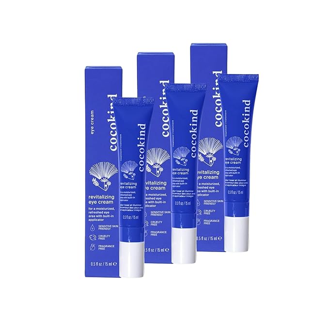 Cocokind Revitalizing Eye Cream | Soothing, Cooling Metal Applicator Tip | Hydrate, Depuff & Reduce Fine Lines and Wrinkles | Firmer and Brighter Looking Under Eye Area | 0.5 Fl Oz, 3 Pack