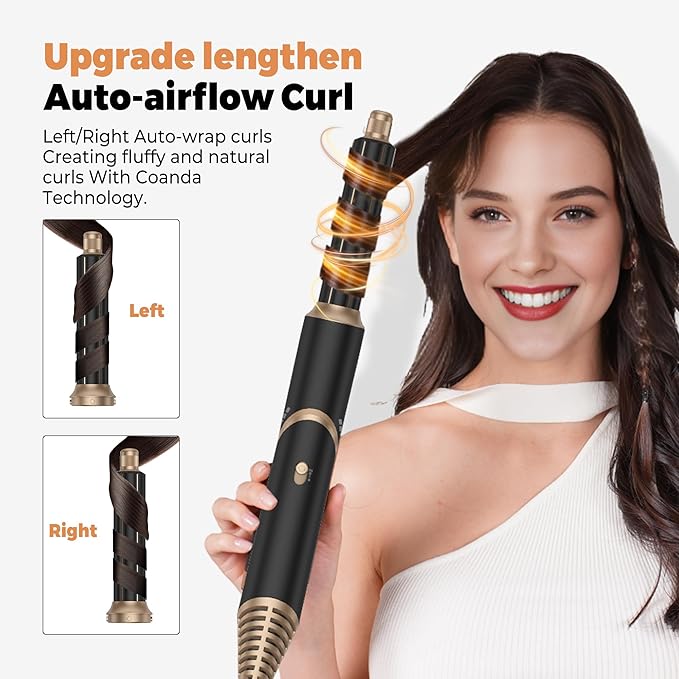6 in 1 Hair Dryer Brush, Foldable Blow Dryer Brush with Air Styler Curler Wrap, Detachable Hot Air Brush Dry,Volumize, Straight,Curl, Negative Ion Brush Blow Dryer with Diffuser, Hair Styler Tools