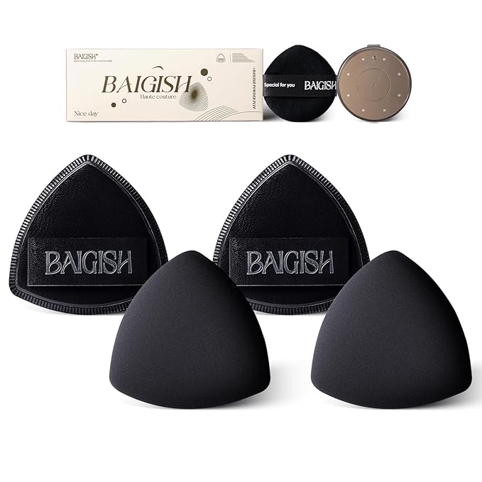 Makeup Sponge Set For Foundation Concealer, Triangle Powder Puff Soft Sponges Blender, Latex Free Blender Sponge For Liquid, Cream, and Powder Seamless & Flawless Makeup (Black)