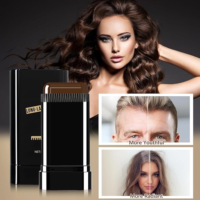 2-in-1 Hair Color Comb Waterproof Sweat-Proof Instant Gray Coverage,Portable Color Touch-Up Hair Sticks With Comb,Quick Touch-Up Hair Dye Stick for Men & Women (BLACK)