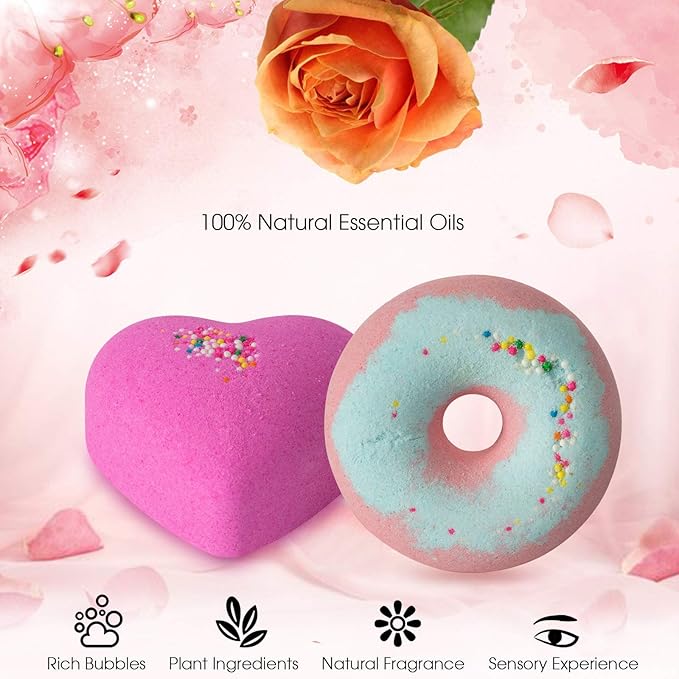 Bath Bombs for Kids, 10 Bath Bomb Gift Set, Natural Bubble Bathbombs, Shea Butter Dry Skin Moisturize, Fizzy Spa Bath for Her Mom Women Kids Girls Girlfriend, Birthday, Stocking Stuffers