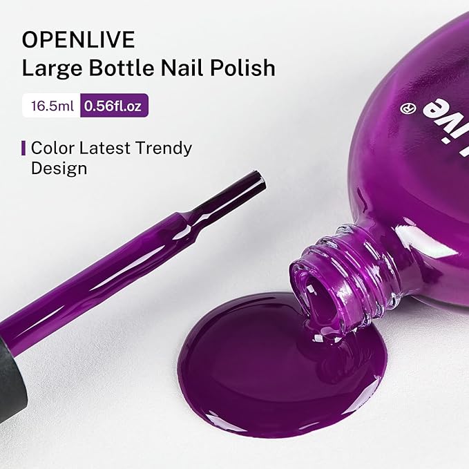 16.5ml Purple Nail Polish Large Volume Quick Drying Nail Polish, Fast Drying and Long Lasting Color Nail Art DIY Home Manicure Gift for Women
