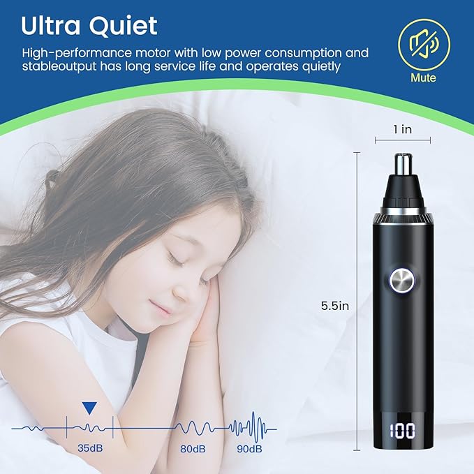 Ear and Nose Hair Trimmer for Men, 2025 Professional Painless USB Rechargeable Eyebrow & Facial Hair Trimmer, 13,000 RPM Precision Tool with Powerful Motor and Dual-Edge Blades, IPX7 Waterproof