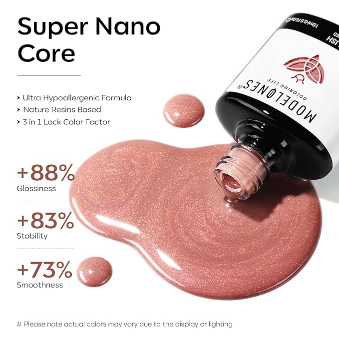 modelones Iridescent Shimmer Gel Nail Polish, Maple leaf Orange Holographic Nude Brown Glitter Gel Polish Soak Off LED Nail Art Gel DIY Salon Gift, 15 ML