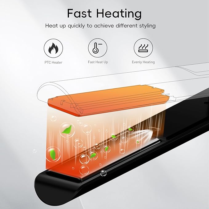 Nicebay 1” Titanium Flat Iron, Fast Heating Hair Straightener & Curler,with 5 Temp Settings, Negative Ion Technology,Travel-Friendly, Smooth Salon Design