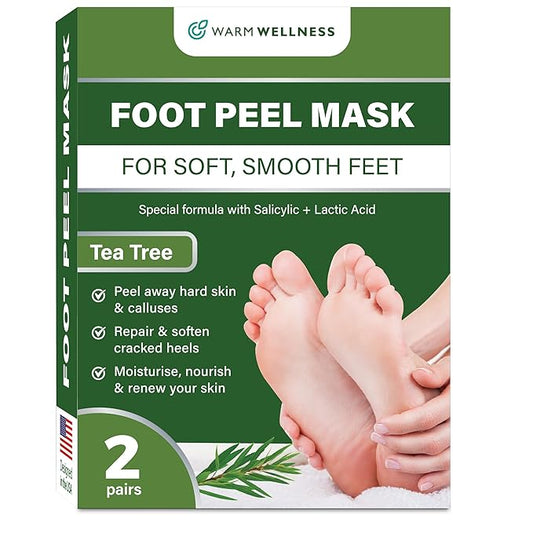 Foot Peeling Mask – Lavender Exfoliating Treatment Booties for Callus Removal & Renewal of Dry, Cracked Feet – Dermatologist-Inspired Moisturizing Spa Therapy for Men & Women (Tea Tree 2 Pairs)
