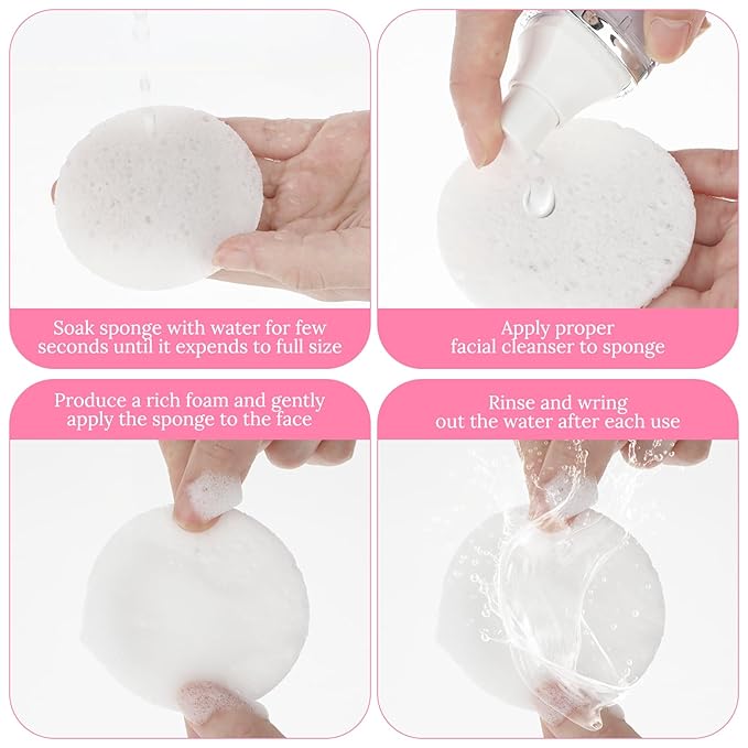 300Pcs Soft Facial Sponges, Round White Cotton Face Washing Sponge Pads, Modern Style, Wood Pulp Material, For Daily Cleansing and Makeup Removal
