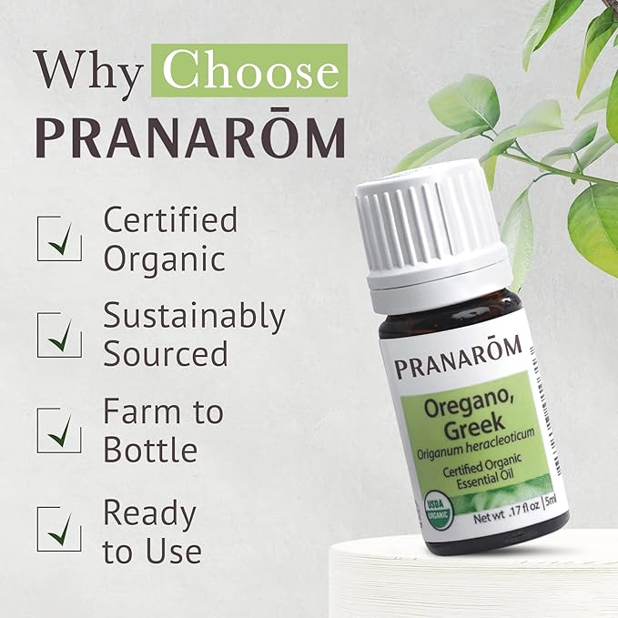 Pranarom - Oregano Essential Oil (5ml) - 100% Pure Natural Therapeutic Grade Essential Oil for Diffusing and Cleaning | USDA and ECOCERT Certified Organic