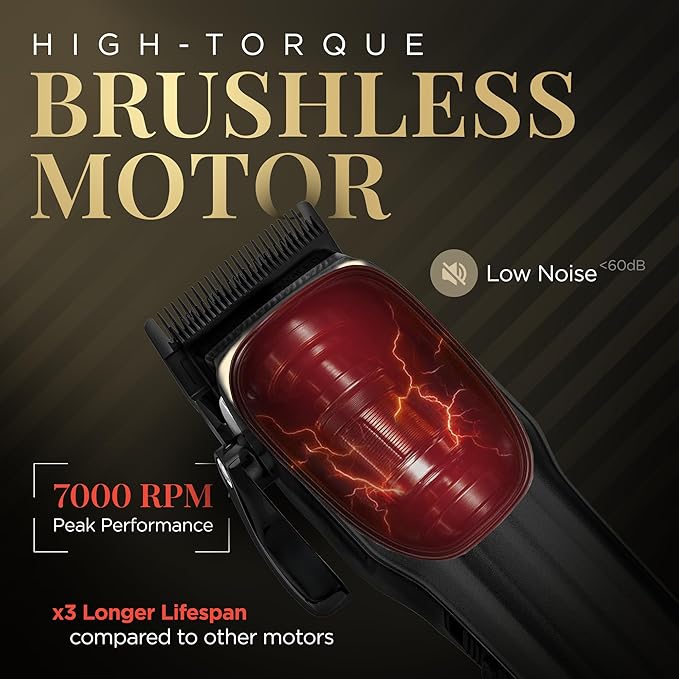 Fagaci Professional Hair Clippers for Men with Superior Precision, 5X Longer Sharpness Professional Barber Clippers Cordless with 2 Blades Fade & Taper, Brushless Motor Mens Hair Clipper Cordless Set