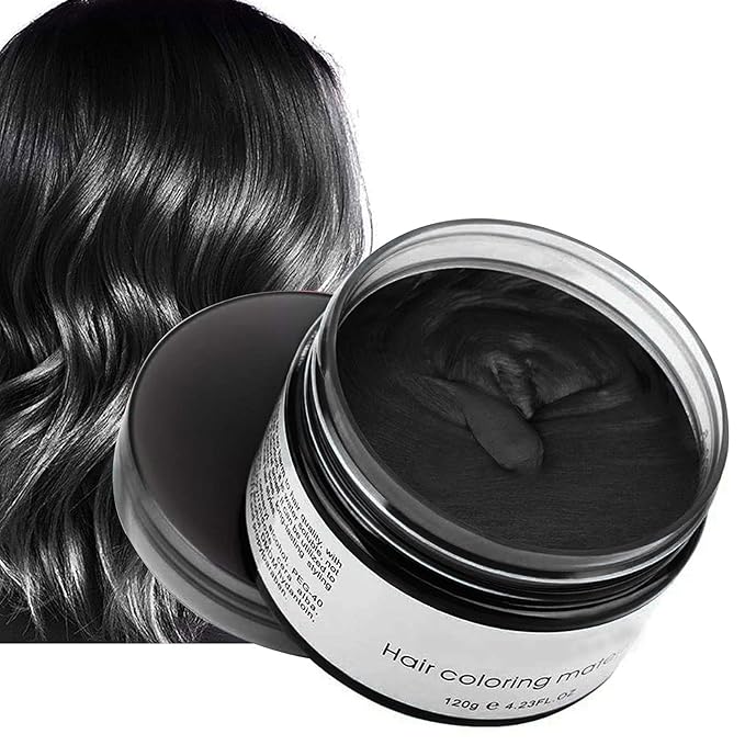 Black Temporary Hair Color,Natural Hair Color Wax,Hair Wax Color Spray 4.23 Ounces, Hair Dye Pomades for Christmas Parties,Role Playing and Halloween (Black)