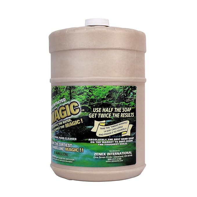 Zenex Magic Hand Soap - Industrial Hand Cleaner for Auto Mechanics | Shop Soap | Walnut Shell Scrubbers to Remove Grease, Oil, Ink & Paint | Moisturizing Ingredients | 1 gallon (4 Pack)