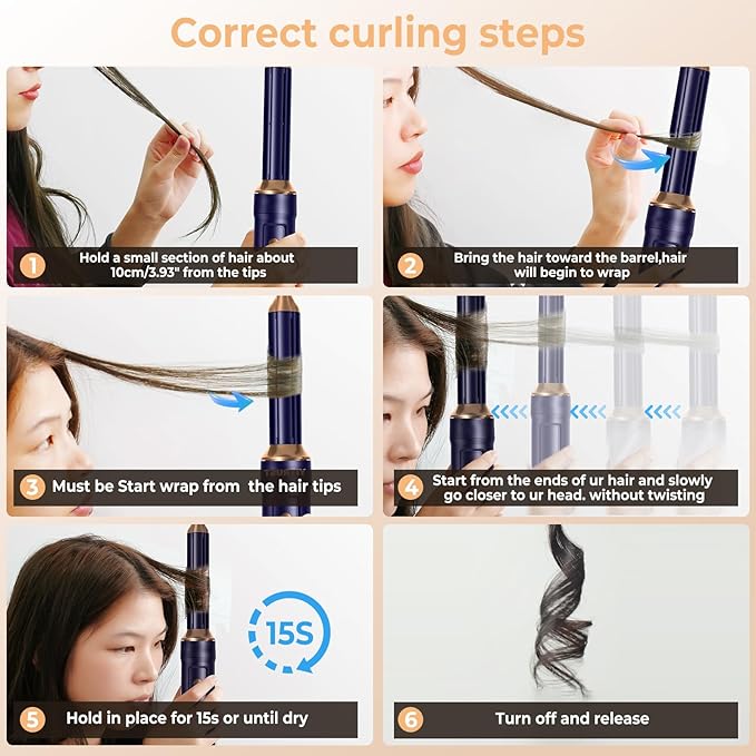 6 in 1 Hair Dryer Brush, Foldable Blow Dryer Brush with Air Styler Curler Wrap, Detachable Hot Air Brush Dry,Volumize, Straight,Curl, Negative Ion Brush Blow Dryer with Diffuser, Hair Styler Tools