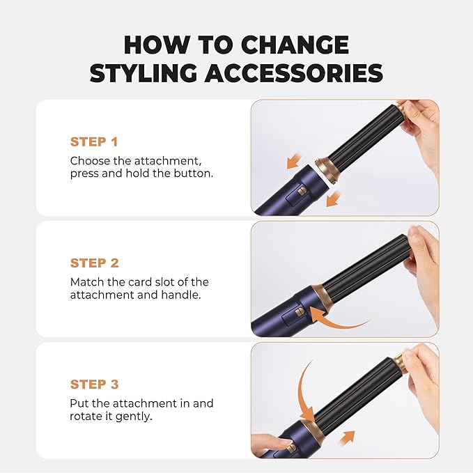 Blow Dryer Brush Set of 6 in 1, Air Curling Iron 3 Temperature Negative Ionic Hair Dryer Brush, Hot Air Brush Hair Styling Tools, 800W Volumize Straightener Round Brush Blow Dryer 100-120V