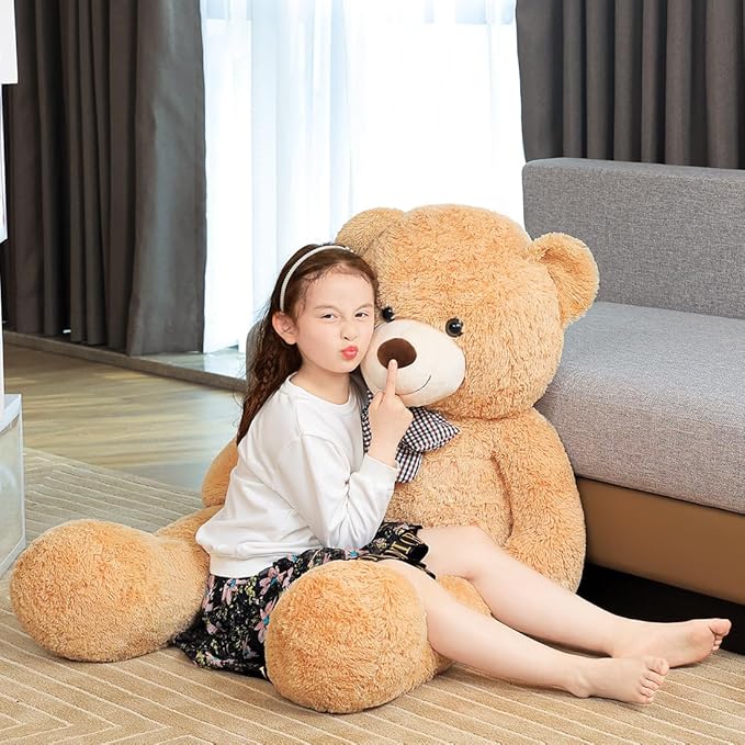 Giant Teddy Bear 47" Stuffed Animals Plush Toy, 4 Feet Cute Life Size Big Soft Bear for Boy Girl Birthday Valentine Mother's Day, 5 LBs, 120 CM, Light Brown