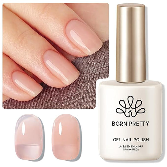 BORN PRETTY Jelly Nude Gel Nail Polish Sheer Translucent Transparent Skin Stone Natural Gel Polish Nail Art DIY at Home 15ML