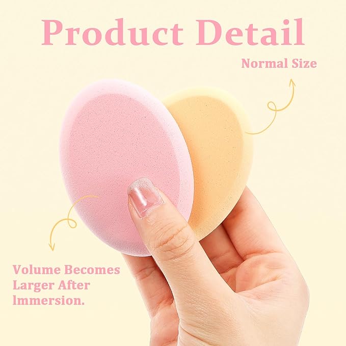 TIESOME 4 Pack Oval Make up Sponges, Foundation Applicator Sponge Professional Air Cushion Puff Make Up Applicator for Blending Eye Foundation Blush Application Dry and Wet