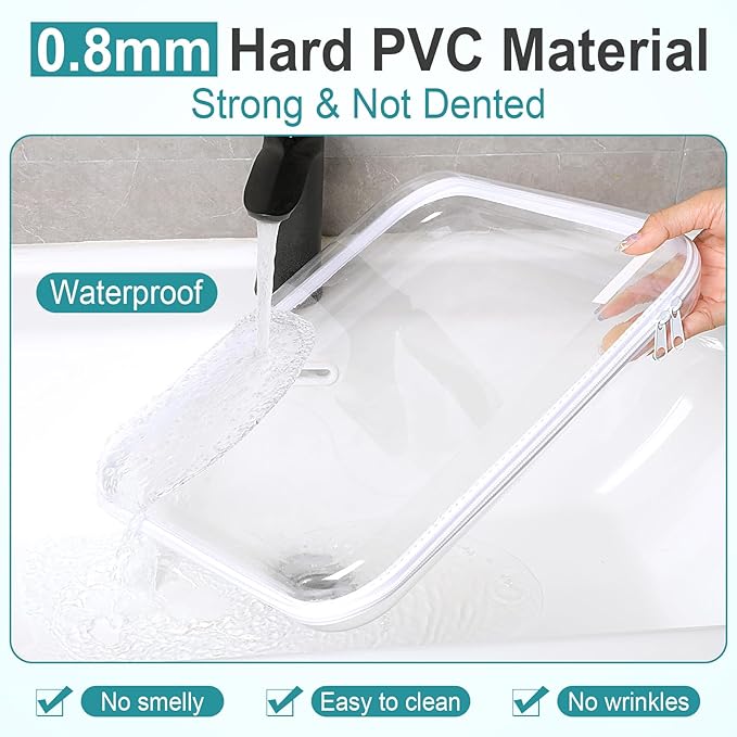 Sanwuta 10 Pcs Hard Zipper Case Clear Hard Pouches Plastic Zipper Pencil Box Toy Storage Bins Portable Plastic Container for Travel Toiletry Office Cosmetic Block Puzzle Organizer(L,Clear)