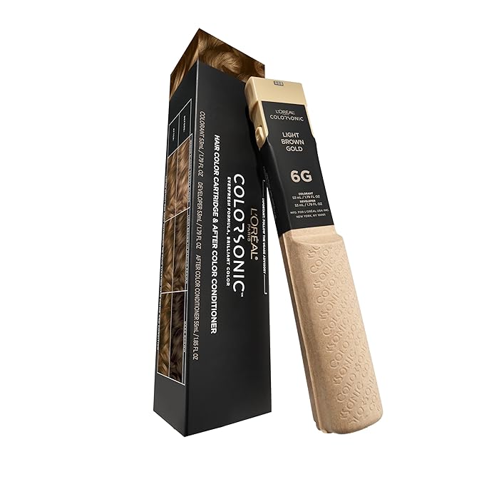 L'Oreal Paris Colorsonic Permanent Hair Dye Cartridge, Vibrant Hair Color for Root Touch Up, Gray Coverage or All Over Color in just 5 Minutes, 6G Light Gold Brown (Coloring Device Sold Separately)