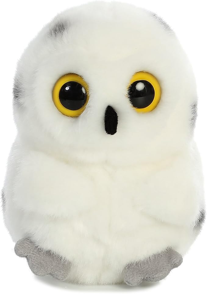 Aurora® Playful Rolly Pet™ Hoot Owl™ Stuffed Animal - Compact Size for On-The-Go Fun - for Adults, Kids, Birthdays, and Anniversaries - White 5 Inches