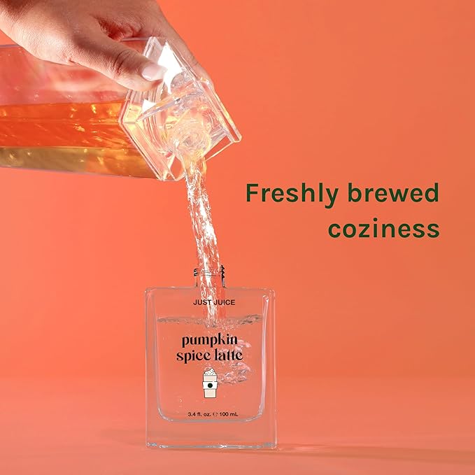 Just Juice Pumpkin Spice Latte - Warm Vanilla Perfume for Women and Men - Mini Travel Perfume with Nutmeg, Cinnamon, Tonka Bean - 0.33 oz