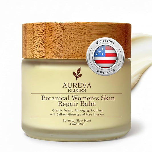 Botanical Woman’s Skin Balm – Cleansing Balm Moisturizer – Makeup Remover for Face, Body, Neck & Décolleté Drynes – Saffron, Ginseng, Rose Infusion