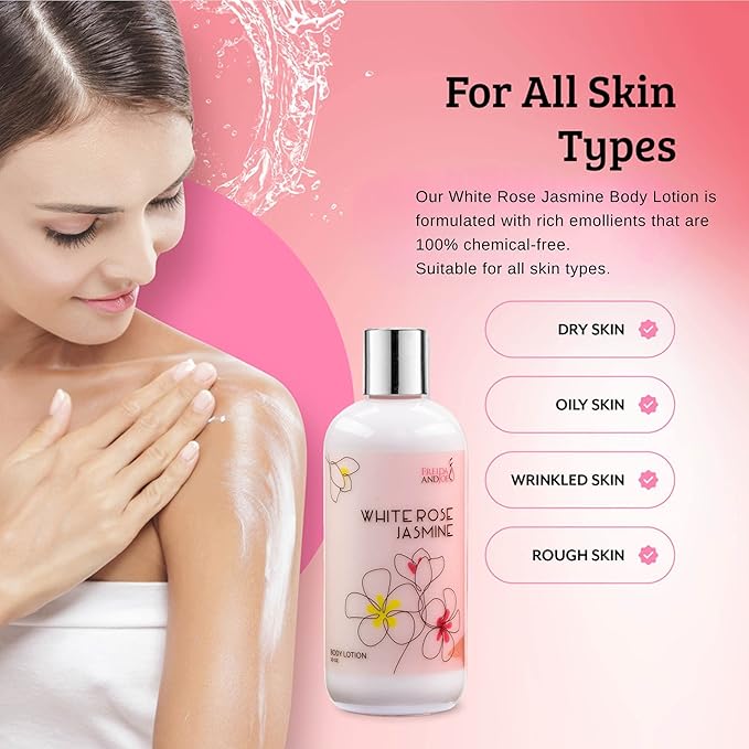 Home Spa Gift 10oz Deep Moisturizing Fragrance Body Lotion & 8 oz. Fine Fragrance Body Mist Set Luxury Self-Care Combo for Women & Girls (White Rose Jasmine)