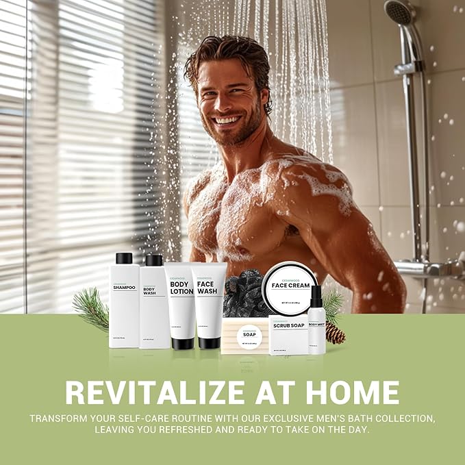 Body & Earth Gifts for Men 10Pcs Full Size Mens Body Wash Sets With Toiletry Bag Perfect Mens Gift for Christmas Birthday Gifts Anniversary Gifts for Men