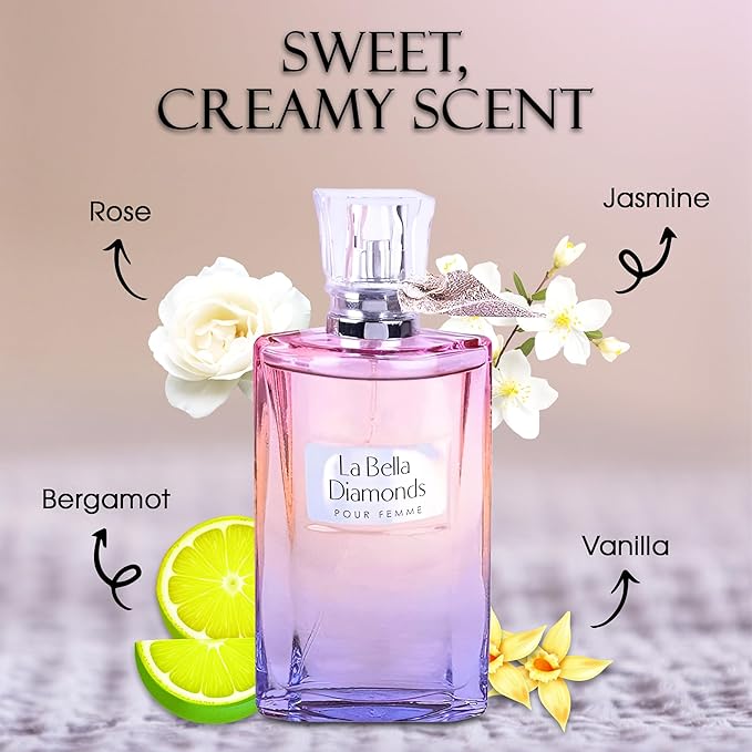 La Bella Diamond Women's Perfume, Gift for Her, Fragrance Gift for Women, Eau De Parfum Spray, Floral & Sweet Scent Beautiful Bottle 100ML for Work Days(3 Pack)