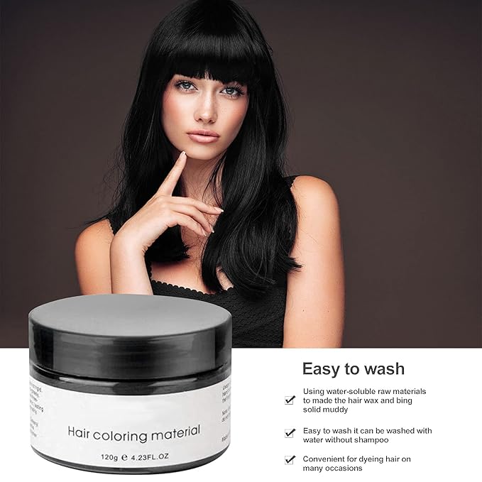 Black Temporary Hair Color,Natural Hair Color Wax,Hair Wax Color Spray 4.23 Ounces, Hair Dye Pomades for Christmas Parties,Role Playing and Halloween (Black)