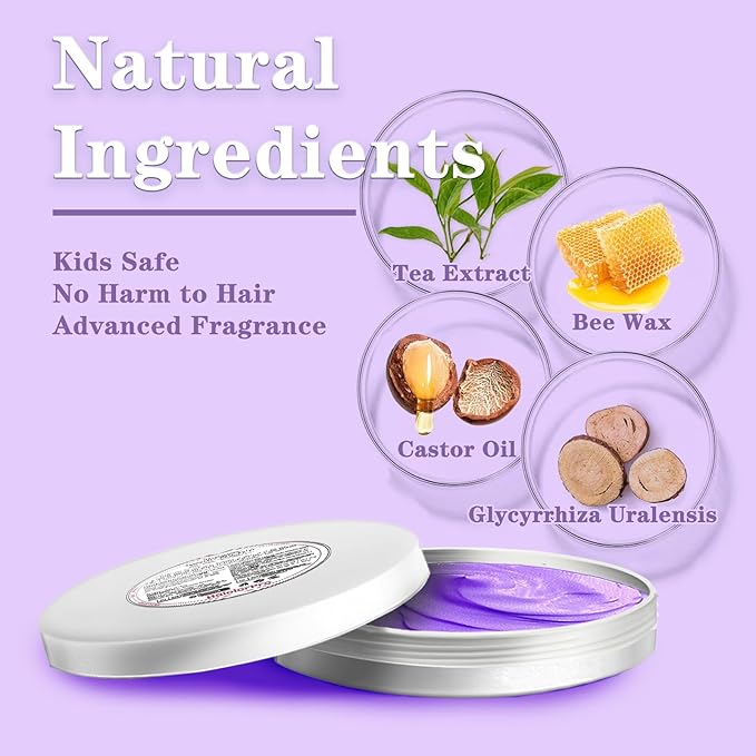 Purple Hair Color Wax, Temporary Hair Color Wax, Temporary Hair Dye for Dark Hair, Washable, Kids, Halloween, Cosplay, Party, Girls