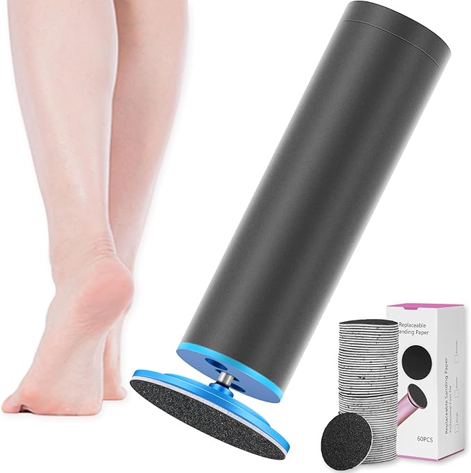 Dermawave Electric Foot File Callus Remover for Feet, Professional Foot Scrubber Sander Grinder for Dead Skin Cracked Heel, Pedicure Tool with 60 Sandpaper Discs for Men & Women
