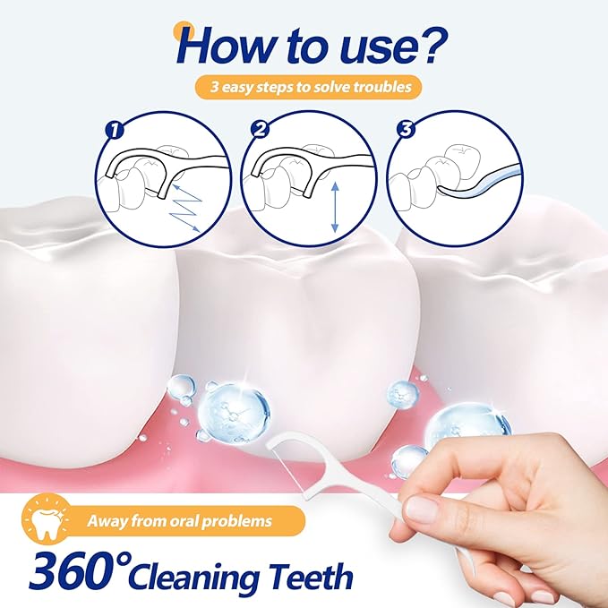 RAZOKO Dental Floss Picks High Toughness Toothpicks Sticks 200pcs with 2 Portable Cases Perfect for Family,Hotel,Travel