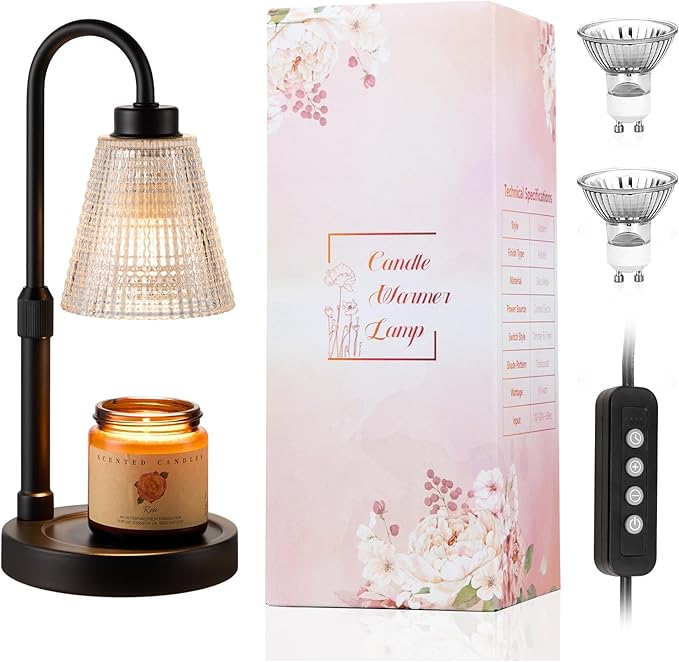 Innqoo Candle Warmer Lamp with Timer, Dimmable Candle Warmer for Jar Candles, Height Adjustable Wax Melts Warmer, Birthday Gifts for Women Mom, House Warming Gifts New Home Decor