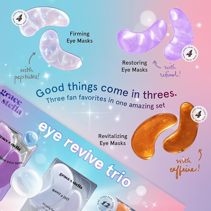 grace & stella Under Eye Patches (12 pairs) Eye Masks for Dark Circles and Puffiness - Stocking Stuffers for Women, Teen Girl Gifts Trendy Stuff, Christmas, Birthdays, Travel & Self Care Gifts