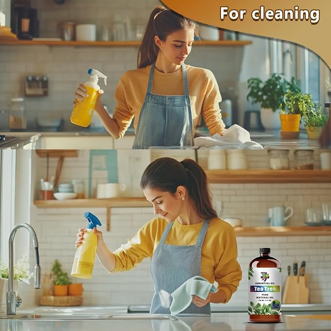 Tea Tree Essential Oil (8 oz / 240 ml) – Tea Tree Oils for diffusers, humidifiers, Home Baths, Cleaning Products, Yoga, DIY Soaps and DIY Scented Candles