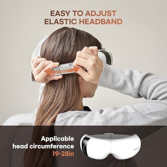 HubiCare Ultra Quiet with Double Pad Eye Massager, under 30dB Heat & Cooling for Enhanced Comfort, Airbag and Bluetooth Music for Dark Circles, Dryness, Relieve Strain and Migraine Relief Relaxation