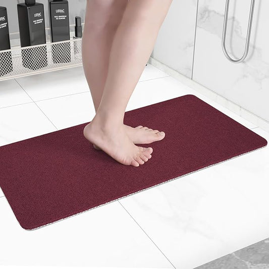 Non-Slip Bathtub Mat, Anti Slip Shower Mat, Fast Drying Bathtub Mats, Foot Scrubber Mat, Anti Slip Mat for Tub, Floor, Bathroom, Kitchen, Home, Hotel (Wine Red 40"×28")