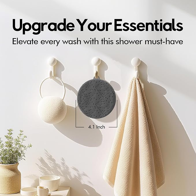 Silicone Body Scrubber - Loop Fin Bristles Loofah for Gentle Exfoliating & Lathering with Body Scrub & Wash, Durable & Hygienic, Deep Cleansing Exfoliator for All Skin Types - Shower Essential