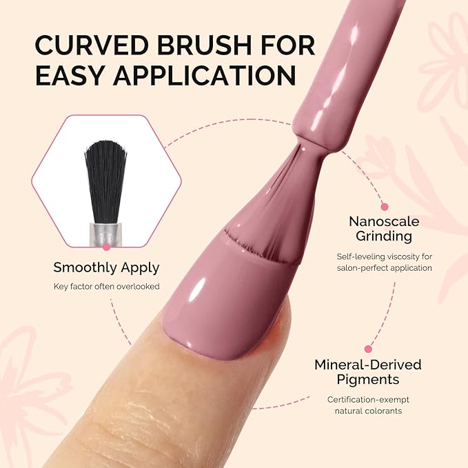 MelodySusie Fleurwee Plant Based Gel Nail Polish, Nail Polish Hema Free 21 Non Toxic Long Lasting No Chip Finger Toe Nail Art Manicure Salon DIY at Home Gifts for Women Lotus Root Pink P63