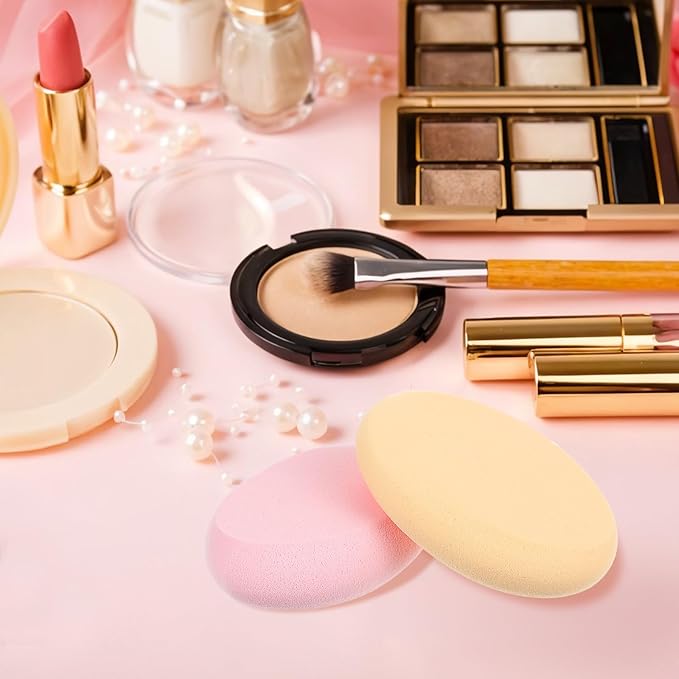 TIESOME 4 Pack Oval Make up Sponges, Foundation Applicator Sponge Professional Air Cushion Puff Make Up Applicator for Blending Eye Foundation Blush Application Dry and Wet