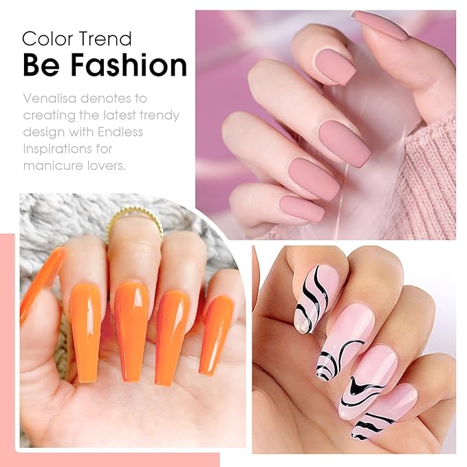 VENALISA Orange Gel Nail Polish Set, 6 Colors Coral Pink Orange Yellow Gel Polish UV Gel Soak Off For Nail Salon DIY Home Manicure