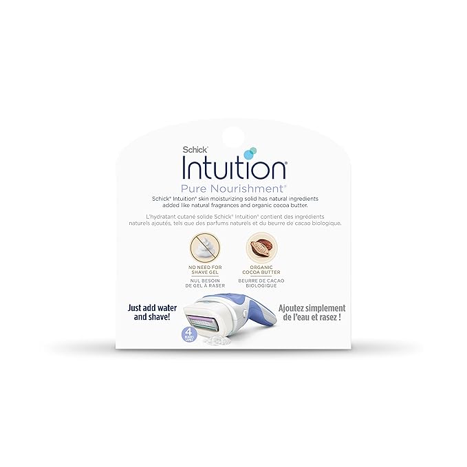 Schick Intuition Refill, Pure Nourishment Razors for Women | Intuition Razor Blades Refill with Organic Cocoa Butter, 6 Count (Pack of 1)