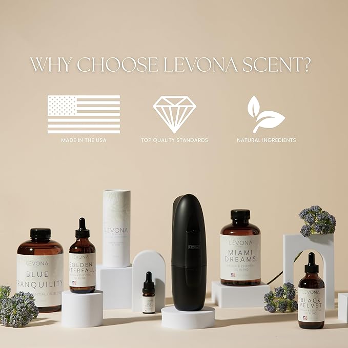 Levona Scent Essential Oil - Fresh Aroma for Home, Office, Hotel & Spa, Ideal for Humidifiers & Diffusers, Hotel Fragrance with Bergamot, Lemon & Lemongrass - 10ml / 0.33 fl oz, 24K Allure