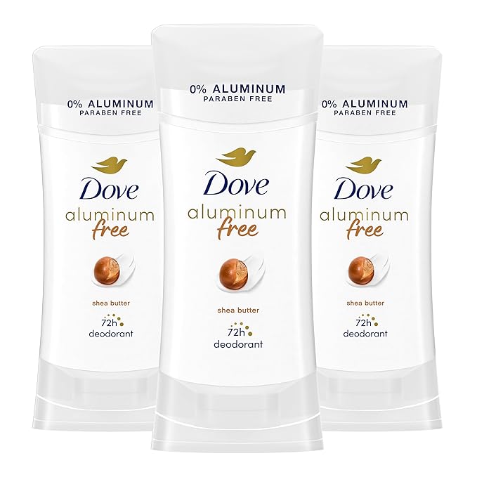 Dove Aluminum Free Deodorant for Women 3 Count Shea Butter 72 hour odor protection 2.6 oz
