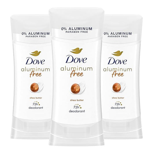 Dove Aluminum Free Deodorant for Women 3 Count Shea Butter 72 hour odor protection 2.6 oz