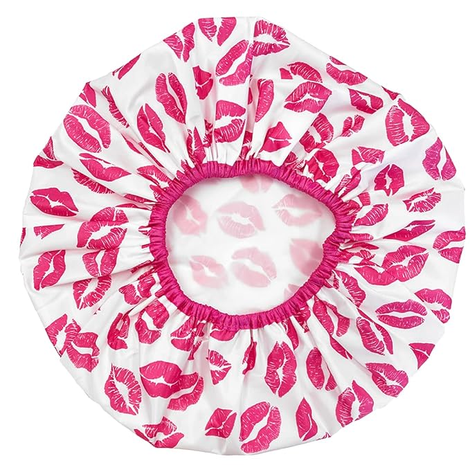 Reusable Shower & Bath Cap & Lined, Oversized Waterproof Shower Caps Large Designed for all Hair Lengths with PEVA Lining & Elastic Band Stretch Hem Hair Hat - Fashionista Showered With Kisses