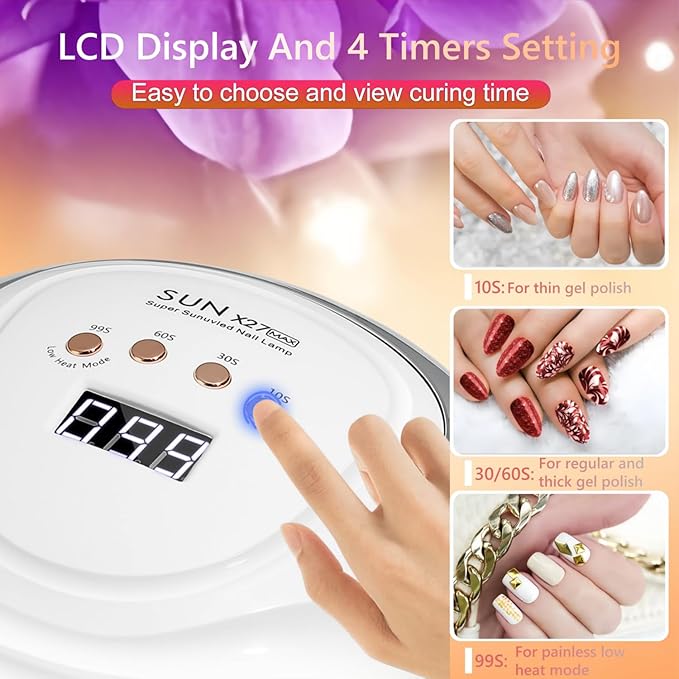 UV LED Nail Lamp with 81 Beads, 380W Nail Curing Lamps for Gel Polish with Automatic Sensor/4 Timer Setting,Led Nail Dryer, Professional Nail Art Drying Tools for Fingernail and Toenail
